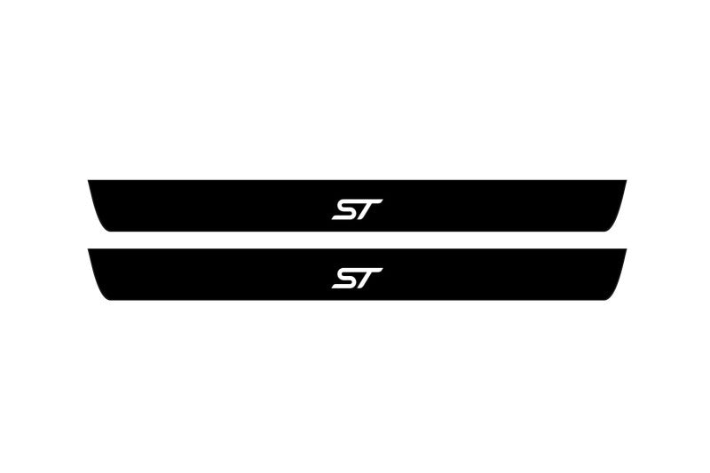illuminated door sill protectors Ford Focus IV 2018+ matte black coated stainless steel with ST logo