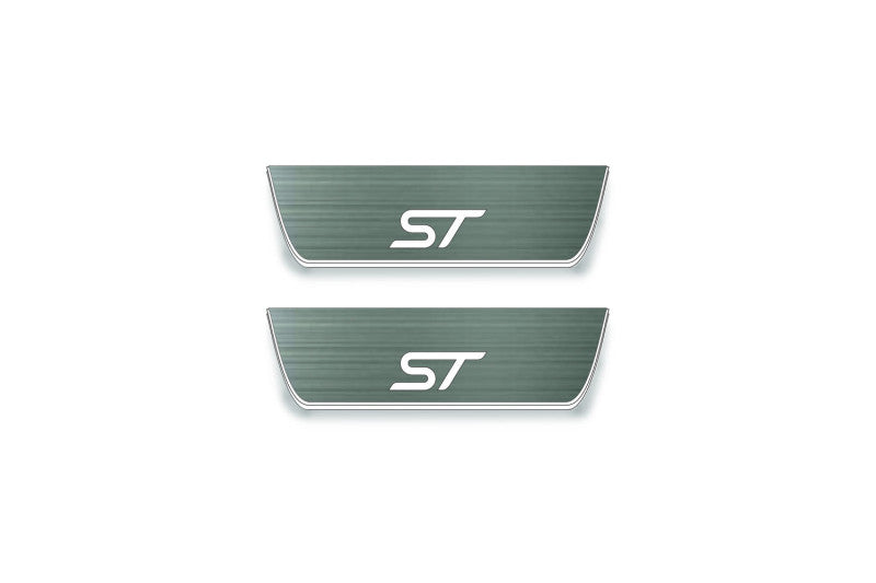 Ford Edge II 2015+ LED door sill plates in stainless steel with ST logo