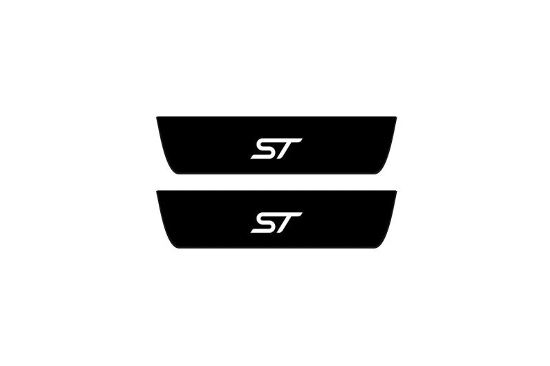 Ford Focus III 2011+ illuminated door sill protectors in stainless steel with ST logo