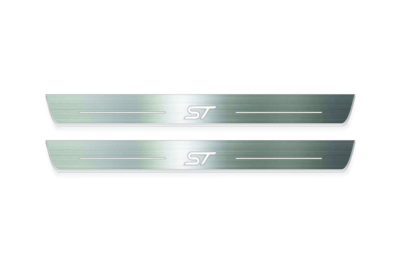 Ford Focus IV 2018+ stainless steel LED door sill plates with ST logo