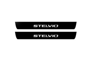 Alfa Romeo Stelvio 2016+ Illuminated Matte Sill Plates with logo Stelvio Alfa Romeo Led Door Sills PRO opdesign