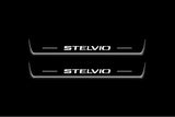 LED door sill plates Alfa Romeo Stelvio 2016+ in stainless steel with Stelvio logo
