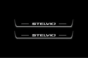 Alfa Romeo Stelvio 2016+ LED Door Sills Illuminated Scuff Stelvio Logo Stainless Steel Entry Guards