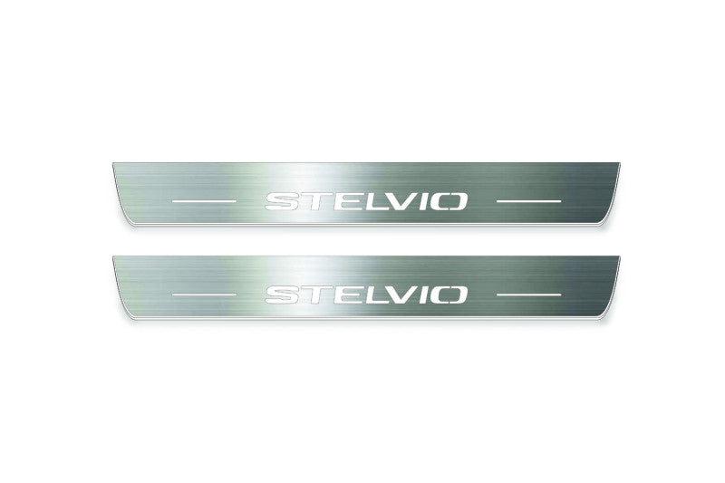Alfa Romeo Stelvio 2016+ LED door sill plates with Stelvio logo