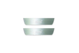 Two short silver-finished door sill plates with STI lettering on a light background, straight-on view.