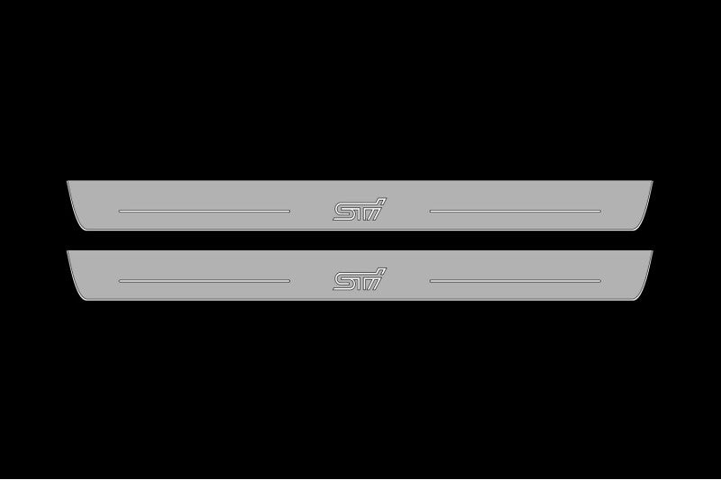 Illuminated LED Door Sill Tread Plates Subaru BRZ II 2021+ With STI Logo Subaru Led Door Sills opdesign