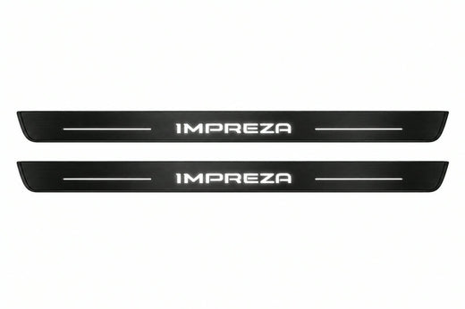 Subaru Impreza III 2007–2014 — Matte PRO LED Door Sills — Impreza Logo