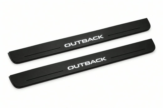 Subaru Outback IV 2009–2014 — Matte PRO LED Door Sills — Outback Logo