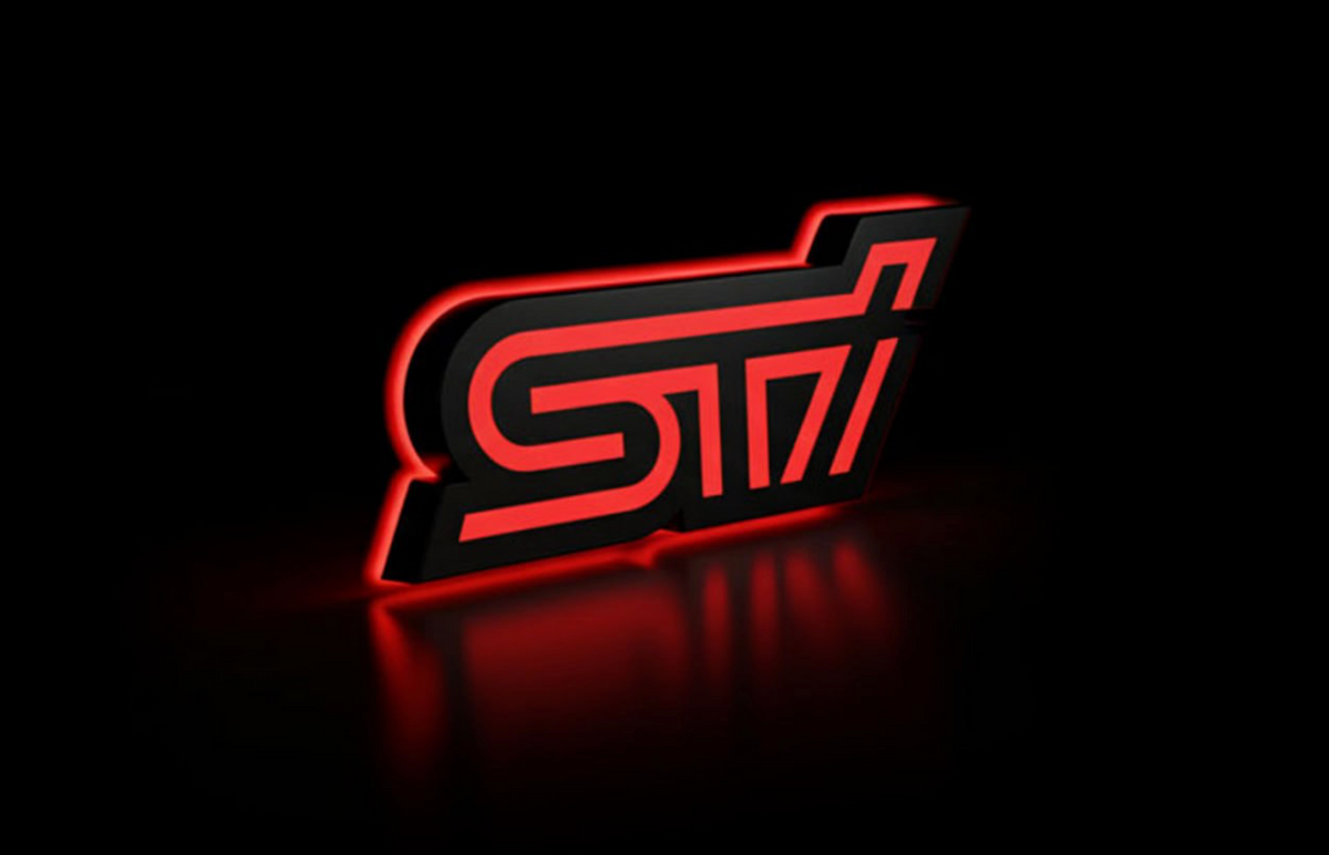 Subaru STI LED grille badge illuminated red