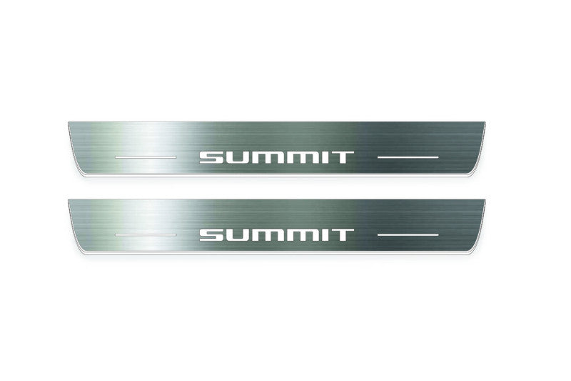 Jeep Grand Cherokee IV WK2 2010+ stainless steel illuminated entry guards with SUMMIT logo