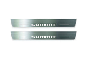 Jeep Grand Cherokee IV WK2 2010+ stainless steel illuminated entry guards with SUMMIT logo