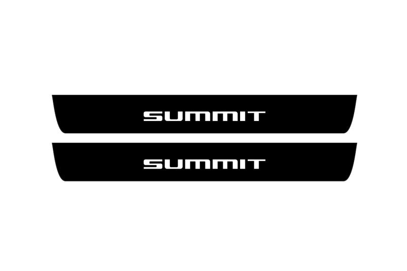 Jeep Grand Cherokee IV WK2 2010+ illuminated door sill protectors in stainless steel with Summit logo
