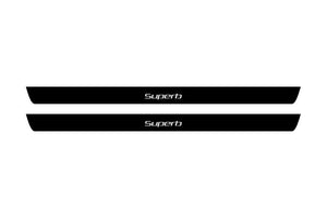 Skoda SuperB II 2008-2015 Illuminated Matte Sill Plates with logo SuperB Skoda Led Door Sills PRO opdesign