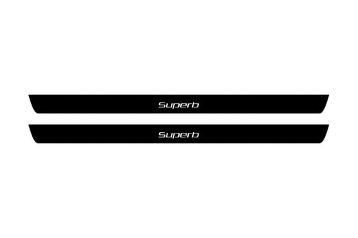 Skoda SuperB II 2008+ Matte PRO LED Door Sills – SuperB Logo