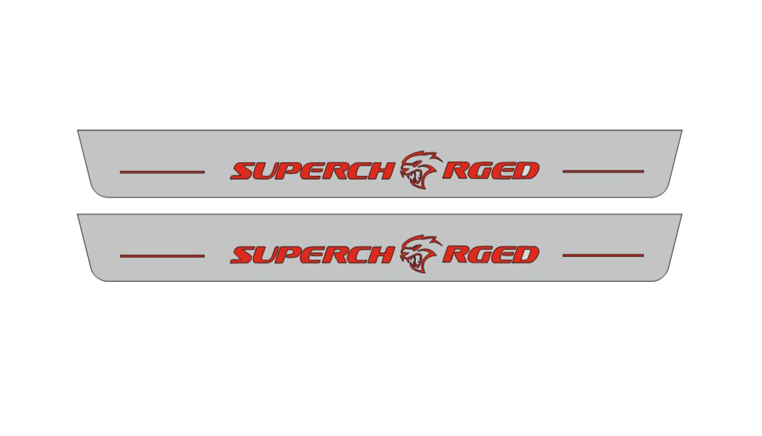 LED door sill plates Dodge Charger LD 2011+ stainless steel with Supercharged logo