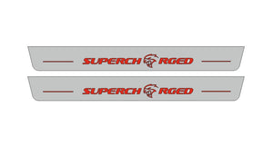 Illuminated LED Door Sill Tread Plates Jeep Grand Cherokee IV 2010-2021 With Supercharged Logo Jeep Led Door Sills opdesign