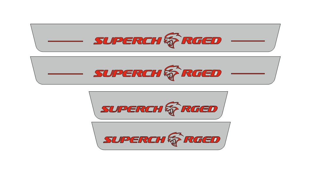 Illuminated LED Door Sill Tread Plates Jeep Grand Cherokee IV 2010-2021 With Supercharged Logo Jeep Led Door Sills opdesign