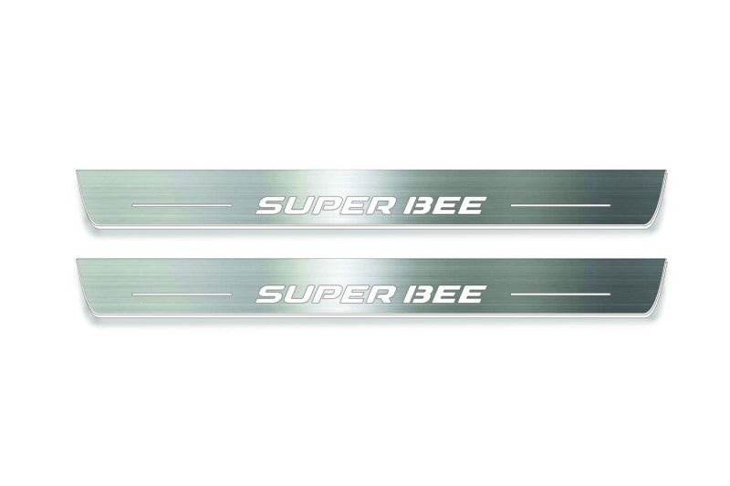 Dodge Charger LD 2011+ stainless steel LED door sill plates with Super Bee logo
