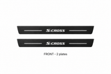 Suzuki S-Cross II Matte PRO catalogue illustration: two black FRONT plates with illuminated S.CROSS lettering on white