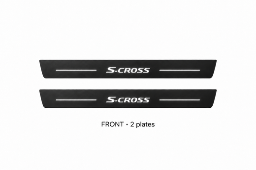 Suzuki S-Cross II 2013–2021 — Matte PRO LED Door Sills — S-Cross Logo