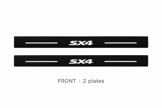 Suzuki SX4 II JY 2013–2021 — Matte PRO LED Door Sills — SX4 Logo