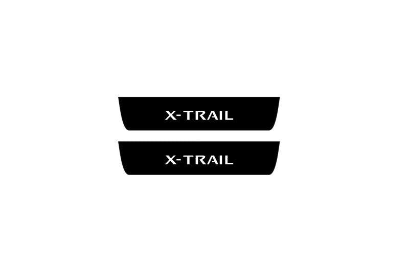 stainless steel illuminated door sill protectors with Nissan X-Trail T32 2014+ with X-Trail logo