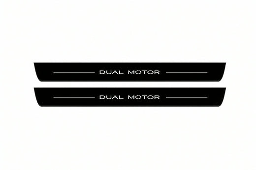 Tesla Model 3 2017–2026 — Matte PRO LED Door Sills — Dual Motor Logo