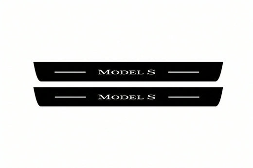 Tesla Model S 2012–2026 — Matte PRO LED Door Sills — Model S Logo