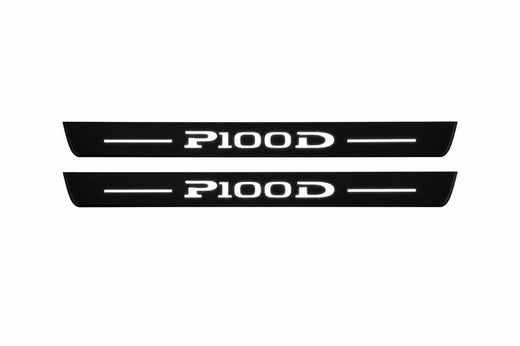 Tesla Model S 2012–2026 — Matte PRO LED Door Sills — P100D Logo