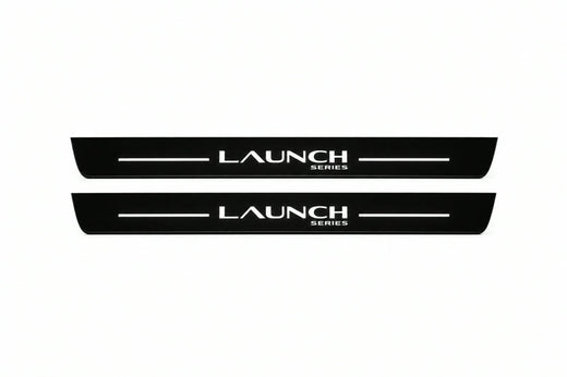 Tesla Model Y Juniper 2025–2026 — Matte PRO LED Door Sills — Launch Series Logo