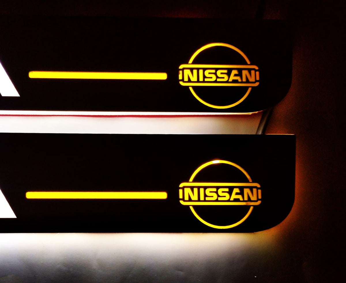 LED door sill plates Nissan Tiida 2004+ stainless steel with TIIDA logo