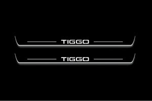 Chery Tiggo 2 2017+ LED Door Sills PRO LED Door Sills Illuminated Scuff Logo Tiggo Stainless Steel Entry Guards