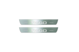 Chery Tiggo 2 2017+ LED Door Sills PRO LED Door Sills Illuminated Scuff Logo Tiggo Stainless Steel Entry Guards