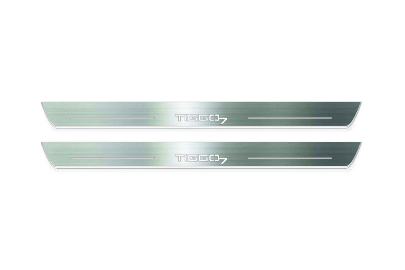 LED door sill plates stainless steel Chery Tiggo 7 2017+ with Tiggo 7 logo