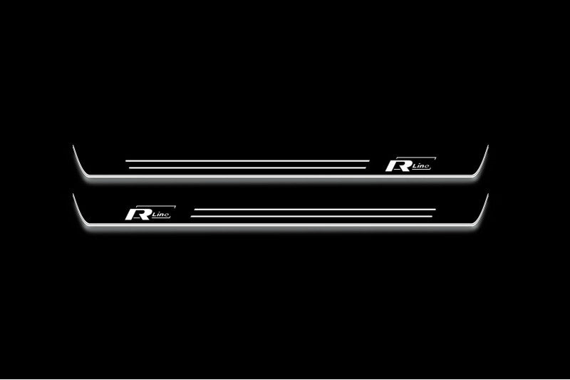 Volkswagen Tiguan II 2016+ stainless steel illuminated entry guards with R-Line logo