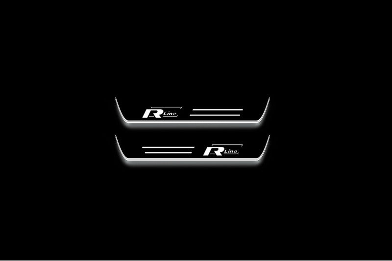 Volkswagen Tiguan II 2016+ LED door sill plates stainless steel with R-Line logo