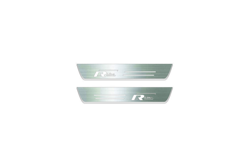 Volkswagen Tiguan II 2016+ illuminated entry guards in stainless steel with R-Line logo