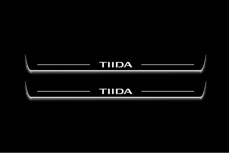 Nissan Tiida I C11 2004+ Stainless Steel LED Door Sills – TIIDA Logo