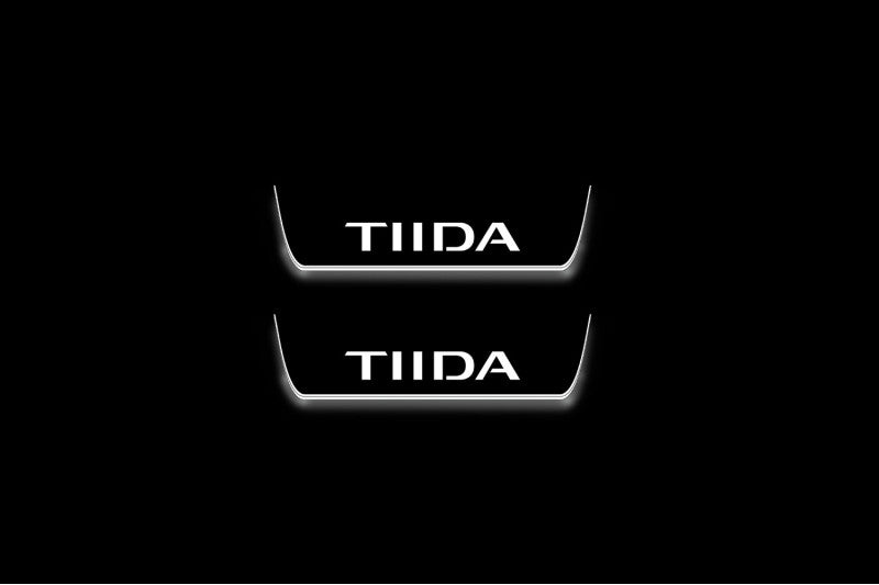 Nissan Tiida I C11 2004+ Stainless Steel LED Door Sills – TIIDA Logo