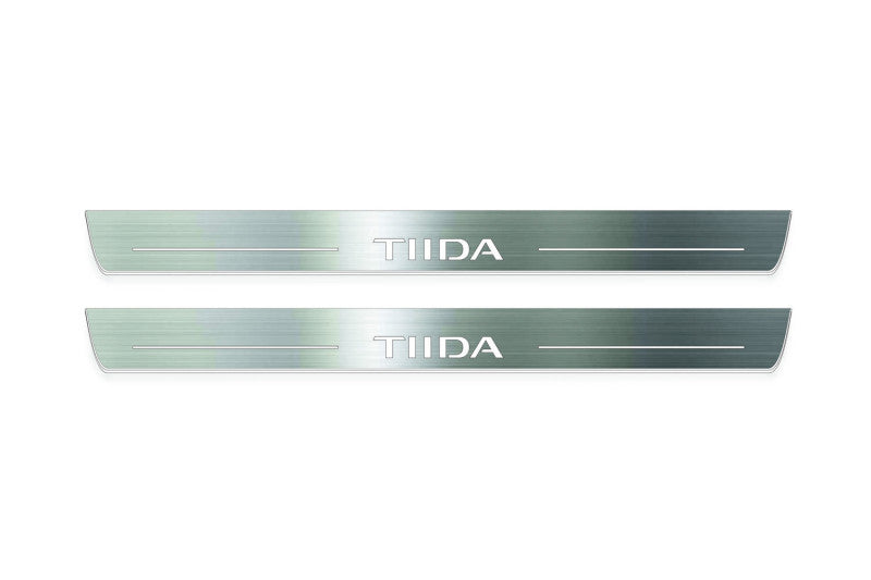 Nissan Tiida I C11 2004+ Stainless Steel LED Door Sills – TIIDA Logo