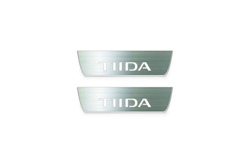Nissan Tiida I C11 2004+ Stainless Steel LED Door Sills – TIIDA Logo