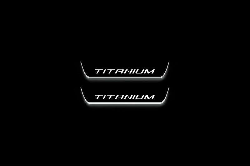 Ford Kuga I 2008+ LED door sill plates stainless steel with Titanium logo