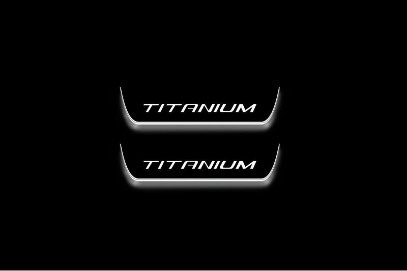 Ford Escape III 2013+ stainless steel illuminated entry guards with Titanium logo