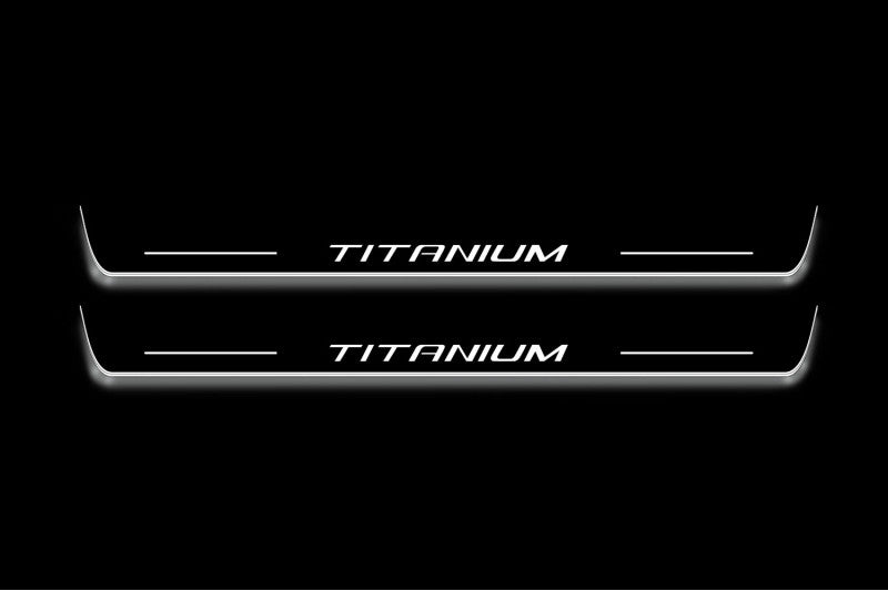 LED door sill plates Ford Escape IV 2020+ stainless steel with Titanium logo