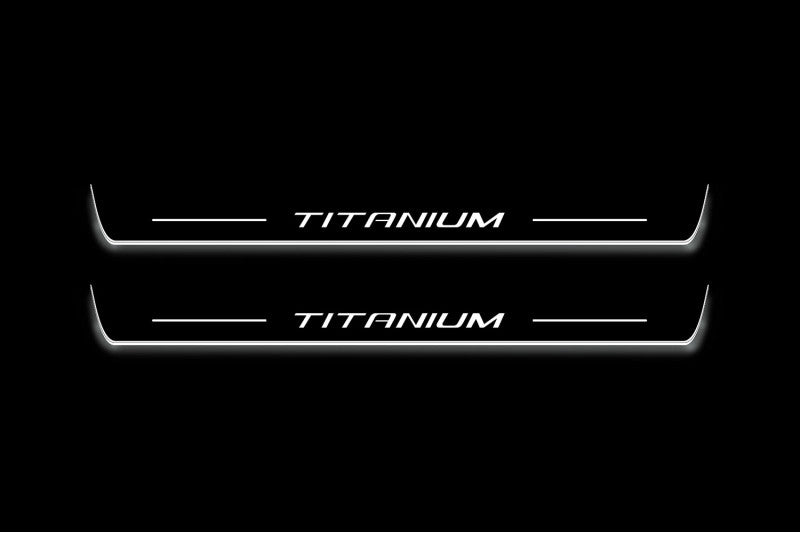 Ford Fusion II CD4 2012+ LED door sill plates with Titanium logo