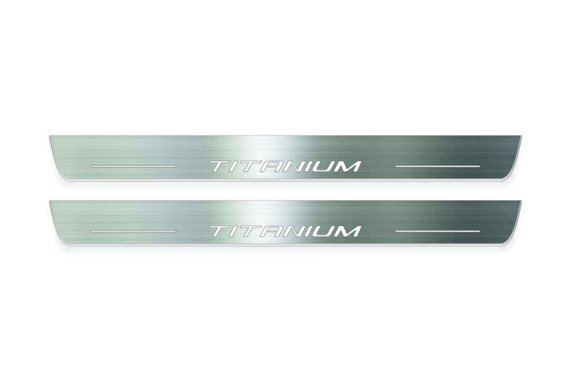 Ford Escape III 2013+ LED door sill plates in stainless steel with Titanium logo