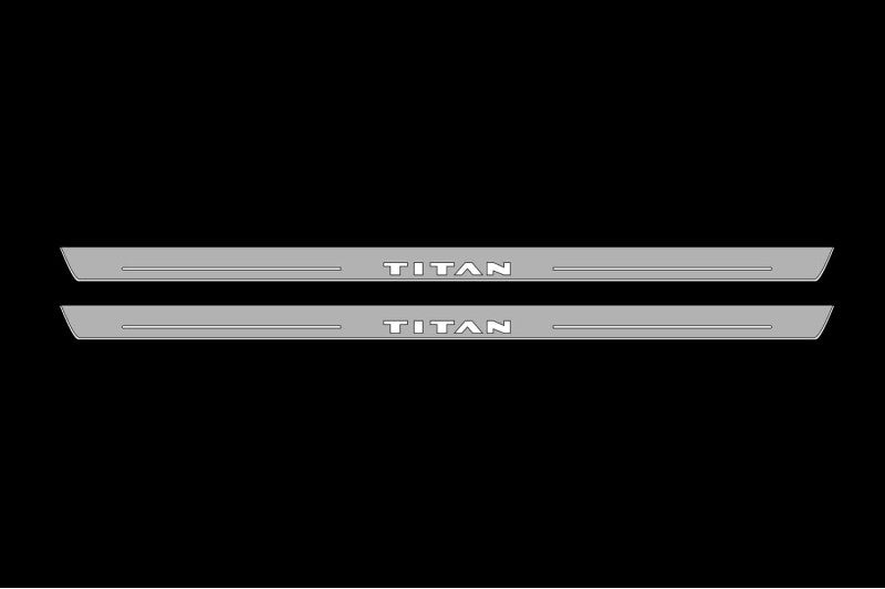 Nissan Titan II 2016+ LED Door Sills Illuminated Scuff Titan Logo Stainless Steel Entry Guards Door Sills opdesign