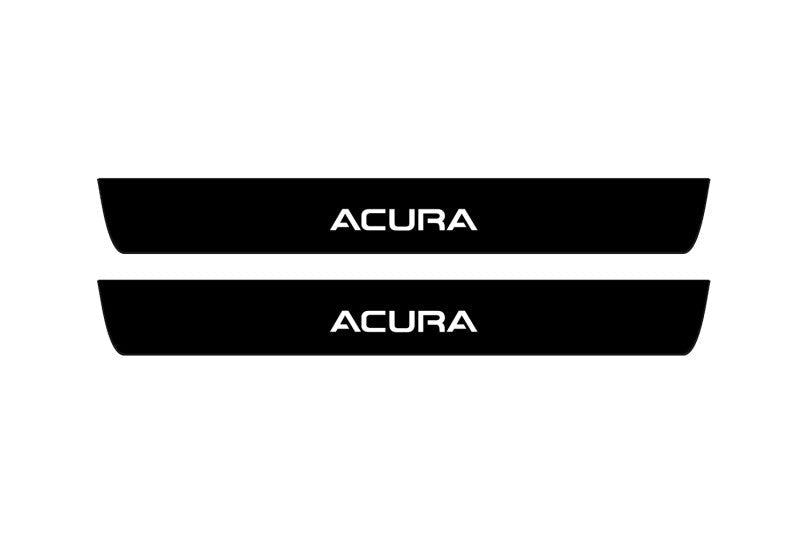 stainless steel LED door sill plates with Acura TLX II 2020+ with Acura logo