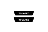 illuminated door sill protectors Volkswagen Touareg II 2010+ in matte black coated stainless steel with Touareg logo