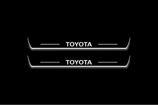 Toyota Land Cruiser Prado J250 2023–Present — Stainless Steel LED Door Sills — Toyota Logo